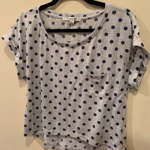 Grey Top with Blue Polkadots